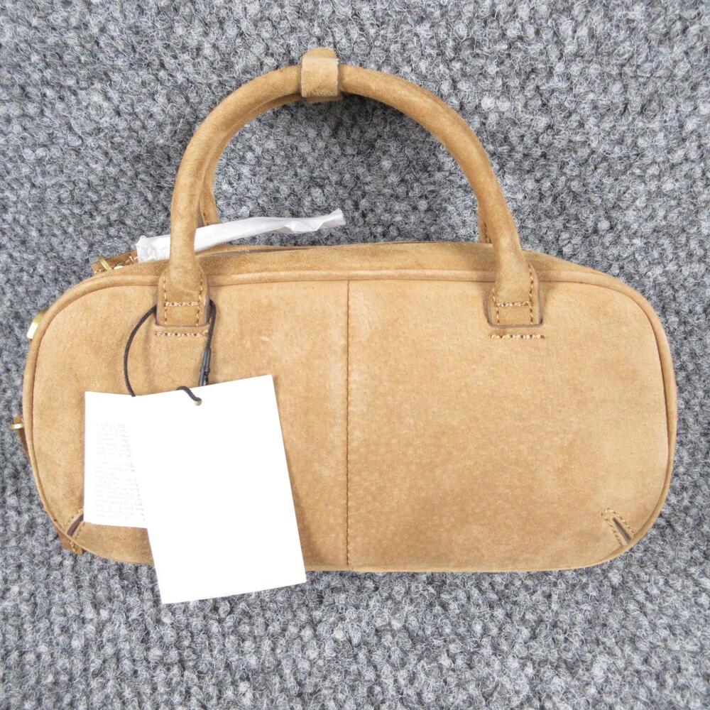 Zara Satchel Bag Womens Medium Tan Suede Top Handle Crossbody Gold Hardware NWT